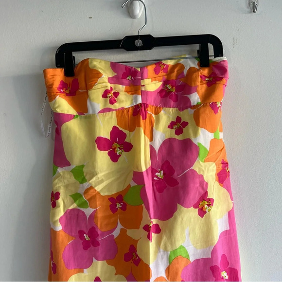 Lilly Pulitzer Hotty Pink Silk Floral Punch Ruffle Strapless Dress 22137 - Picture 3 of 6